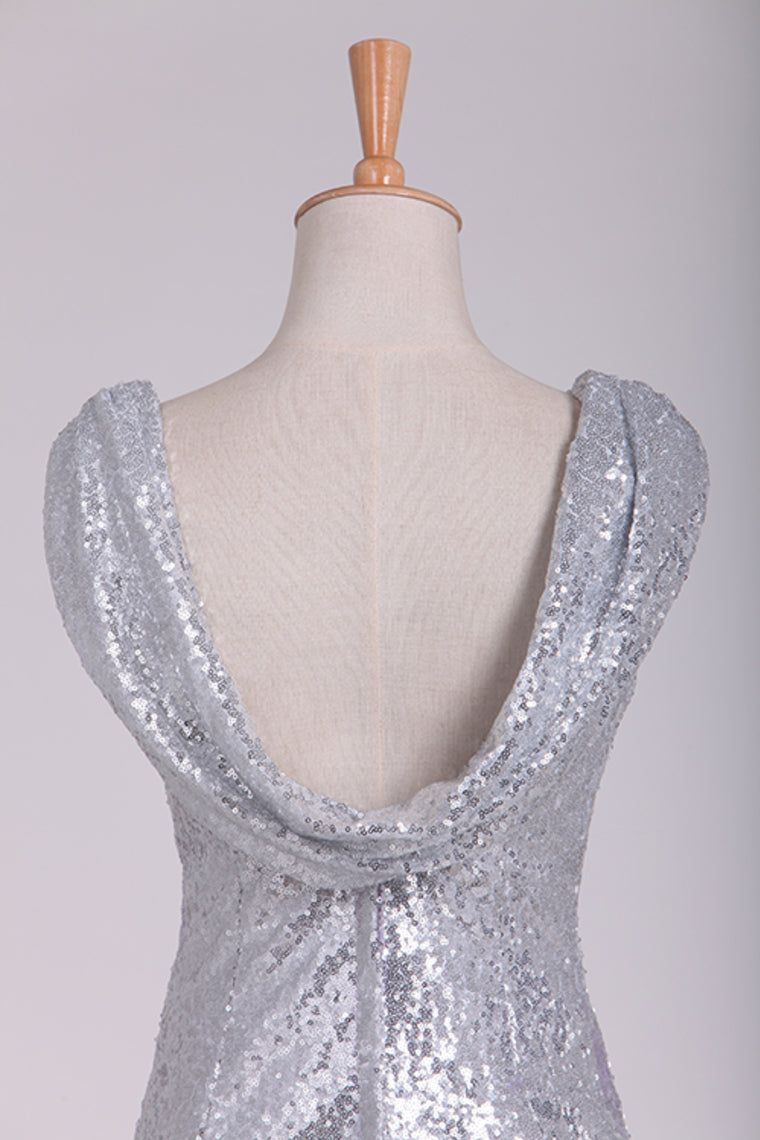 Open Back Bridesmaid Dresses Scoop Sequins Floor SRSPHKJPS81