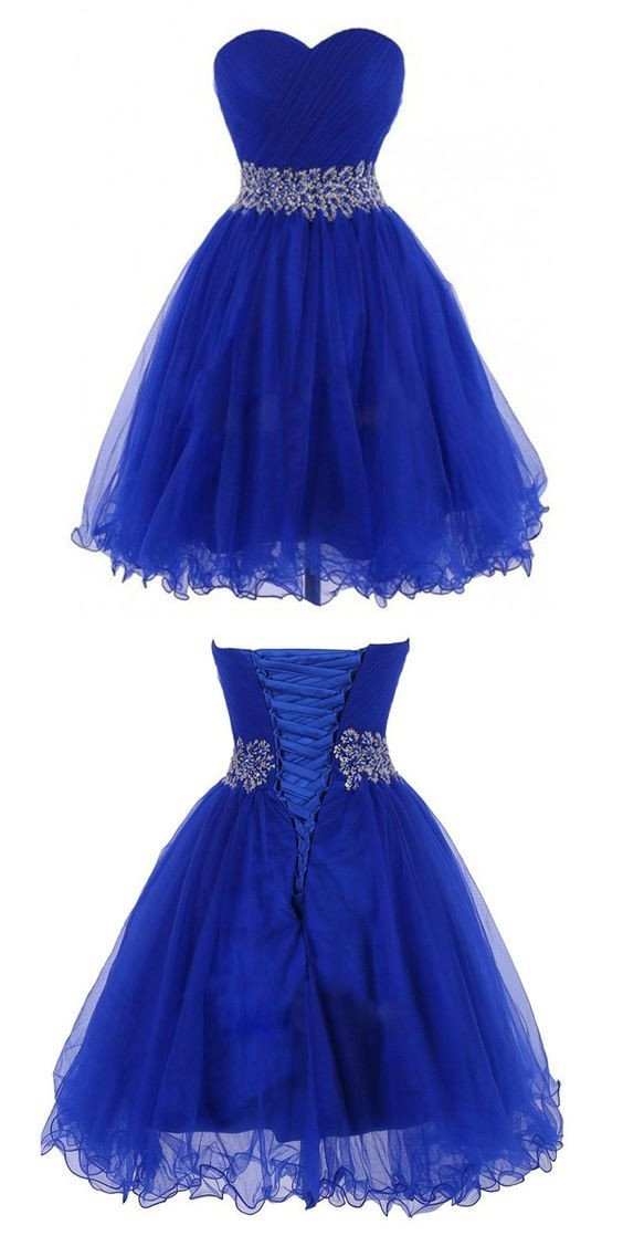 Modern Sweetheart Knee Length Royal Blue Homecoming Dress RS326