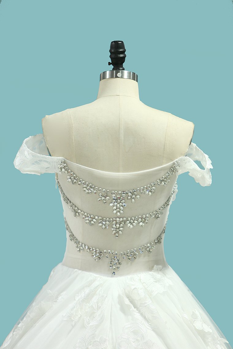 2024 Wedding Dresses Off The Shoulder A Line Tulle With Applique