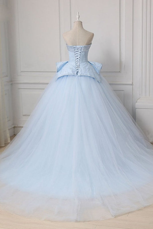 Sweetheart Ball Gown Beading Tulle Prom Dress Court Train Quinceanera SRSP5FLTMDC