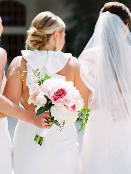 Elegant White Mermaid Chiffon Bridesmaid Dresses, Long Sleeveless Wedding Party Dress SRS15218