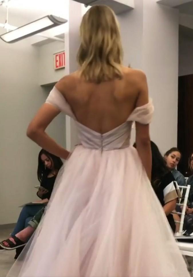 A Line Sweetheart Beaded Off the Shoulder Pink Long Prom Dresses Wedding Dress RS132