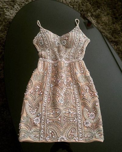 Karley Homecoming Dresses Pink Blush Gorgeous Rhinestone Beaded Sheath CD10592