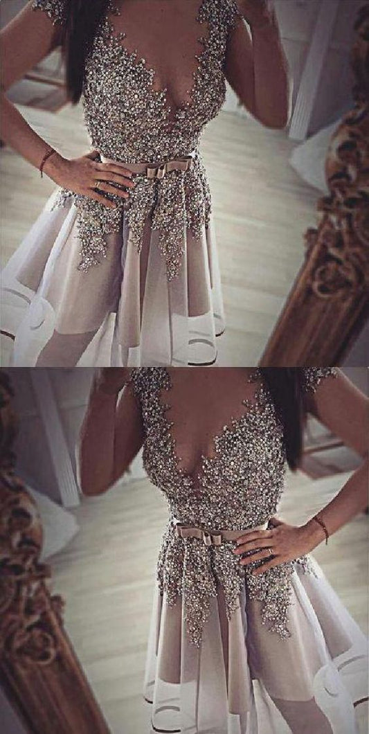 Custom Made Luscious Maliyah Homecoming Dresses Short Cap Sleeves CD1089