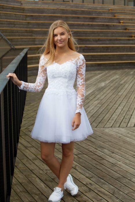 Elegant White Appliques Homecoming Dresses Nayeli Short CD10908