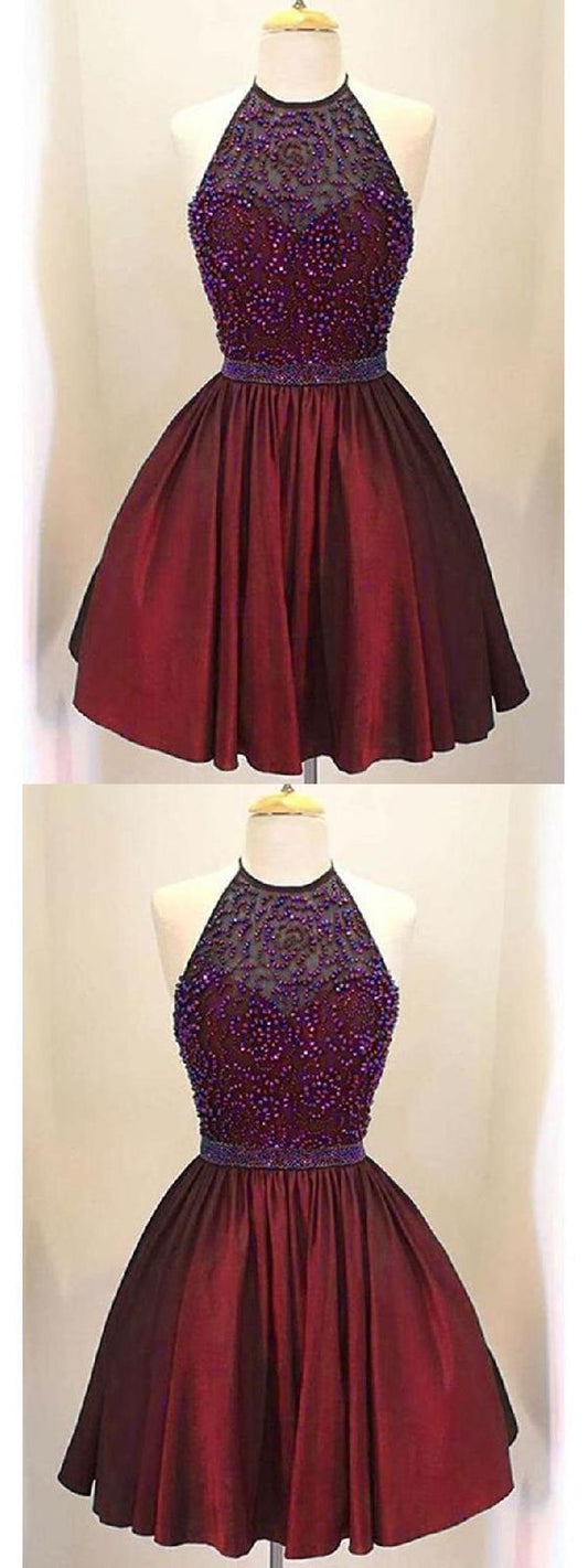 Luxurious Madyson Royal Blue Homecoming Dresses Backless Beaded Halter CD110