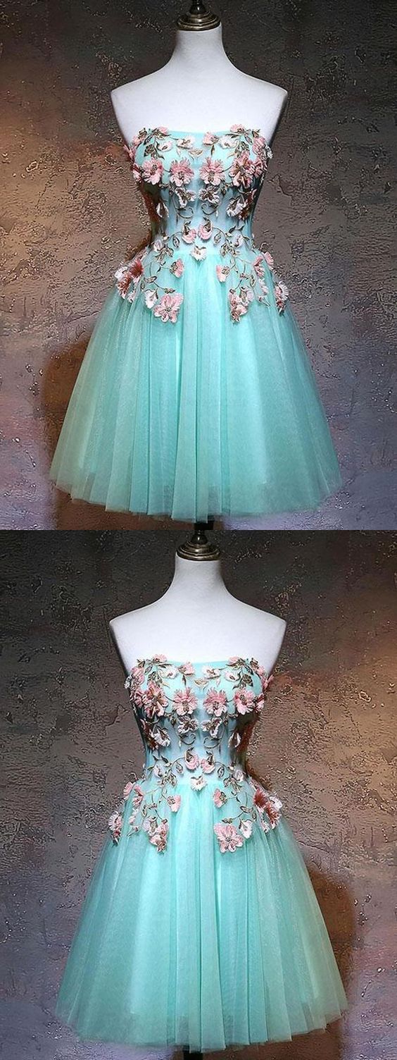 Short A-Line Strapless Short/Mini Sleeveless Tulle Mya Homecoming Dresses CD1125