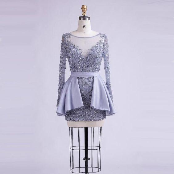 With Sleeves Long Homecoming Dresses Vicky Sleeves Beaded CD1130