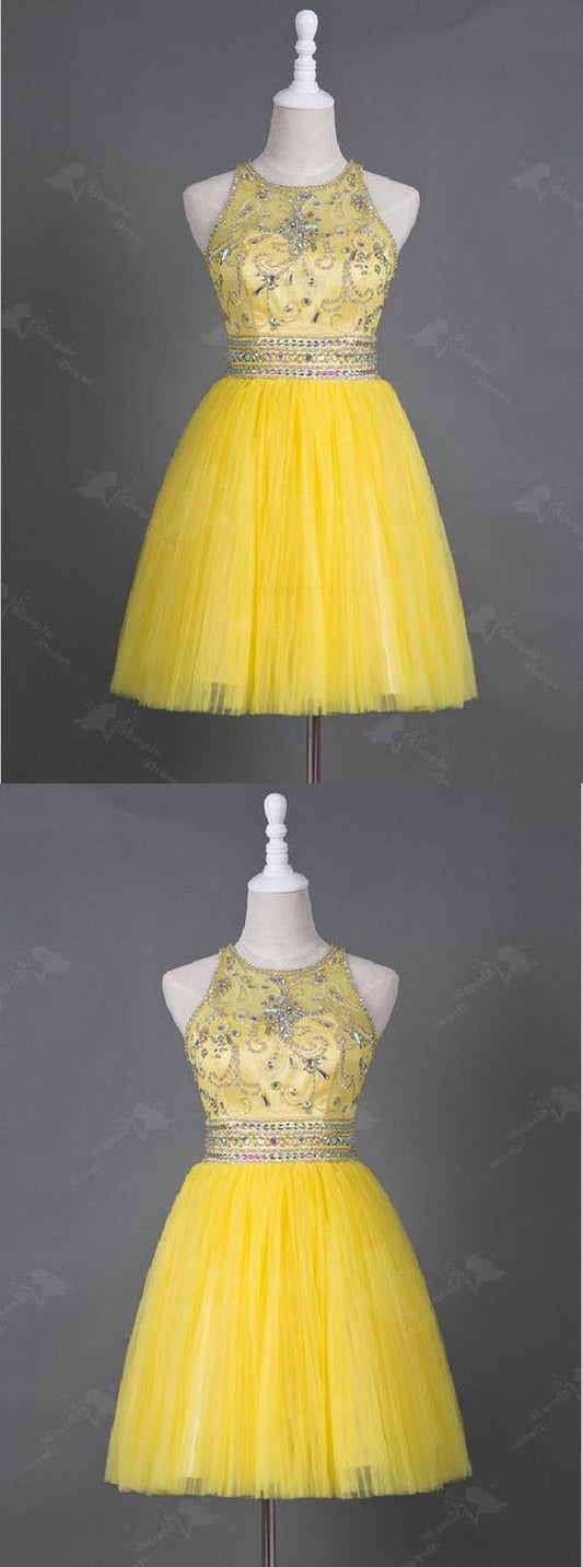 2024 Homecoming Dresses Azaria Yellow Tulle CD1132
