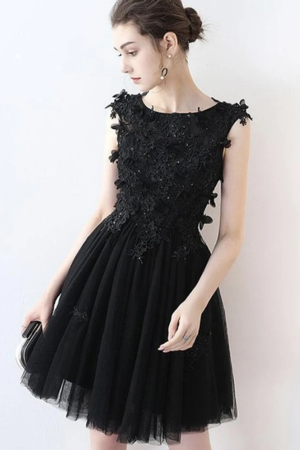 Black Formal Skylar Homecoming Dresses Lace Cocktail Graduation Black Dress CD11483