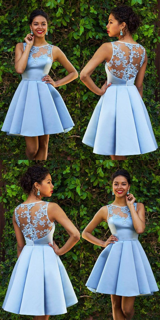 Sky Lace Homecoming Dresses Kaiya Blue Sexy CD11756