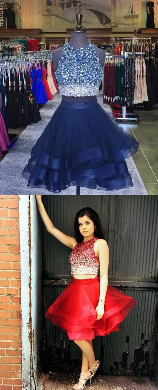 Cute Nia Homecoming Dresses Beading O-Neck A-Line Short Dresses Cheap CD11962