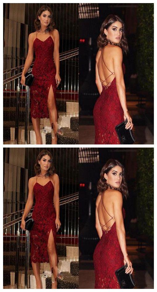 Sexy Burgundy Cheyanne Homecoming Dresses Lace CD1197