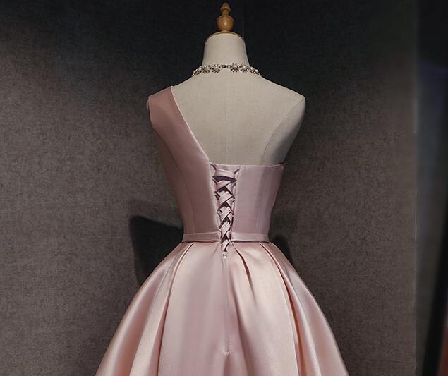 One Pink Denisse Satin Homecoming Dresses Shoulder CD12024