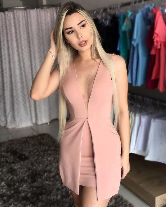 V-Neck Homecoming Dresses Undine Chic CD1214