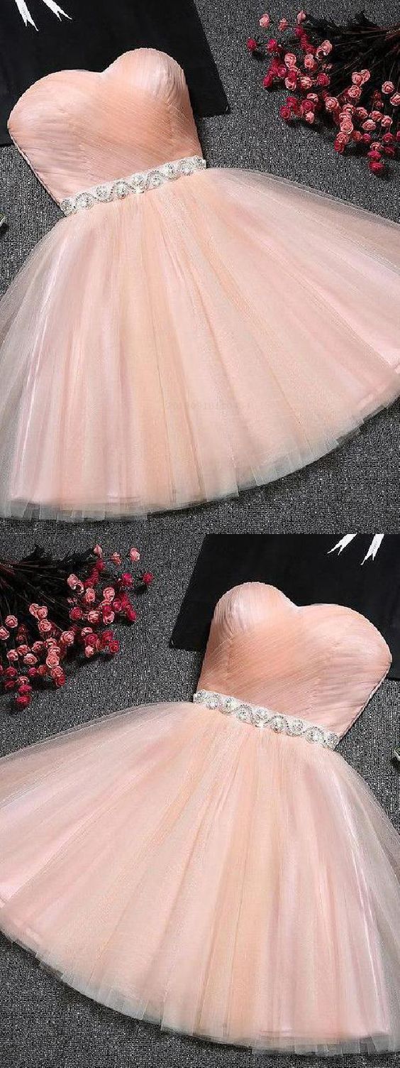 Blush Strapless Sweetheart Neck Blush Tulle Cute Amara Homecoming Dresses Pink CD122