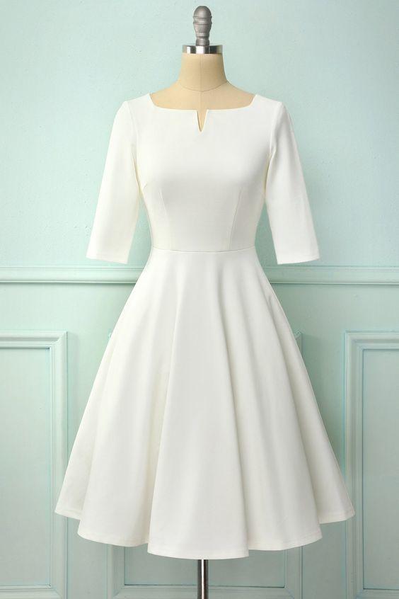 White Short Homecoming Dresses Isabela Sleeves CD12437