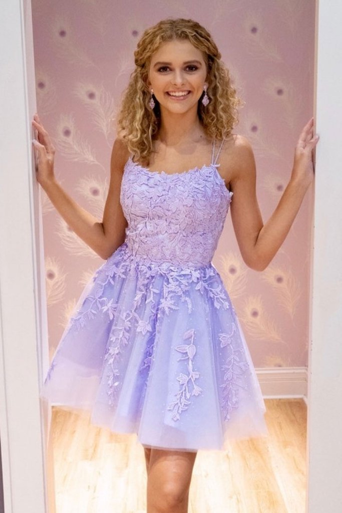 PURPLE TULLE COCKTAIL Lori Homecoming Dresses DRESS CD12809