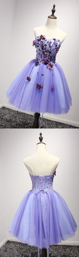 Lovely Purple Phoenix Homecoming Dresses Sweetheart Flowers CD12834