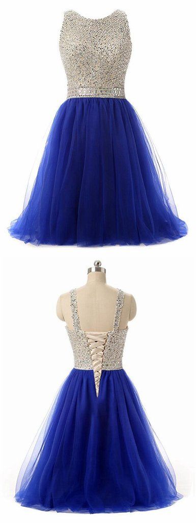 Beaded Top Back To School Dresses Short For Teens Royal Blue Rosalyn Homecoming Dresses CD1303