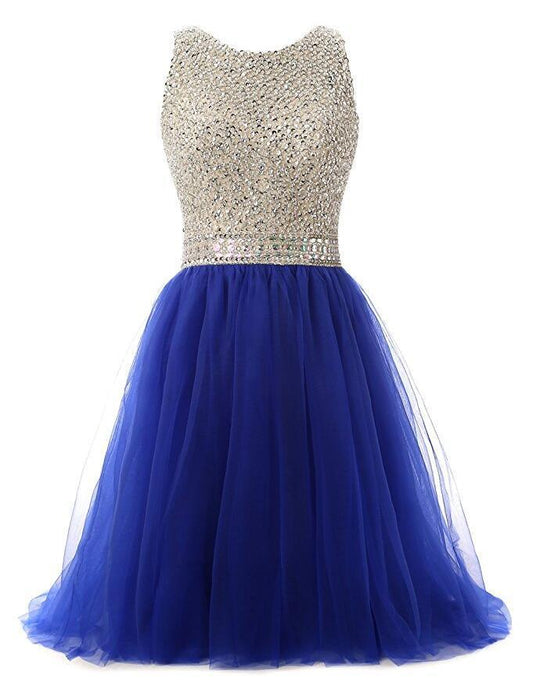 Beaded Top Back To School Dresses Short For Teens Royal Blue Rosalyn Homecoming Dresses CD1303