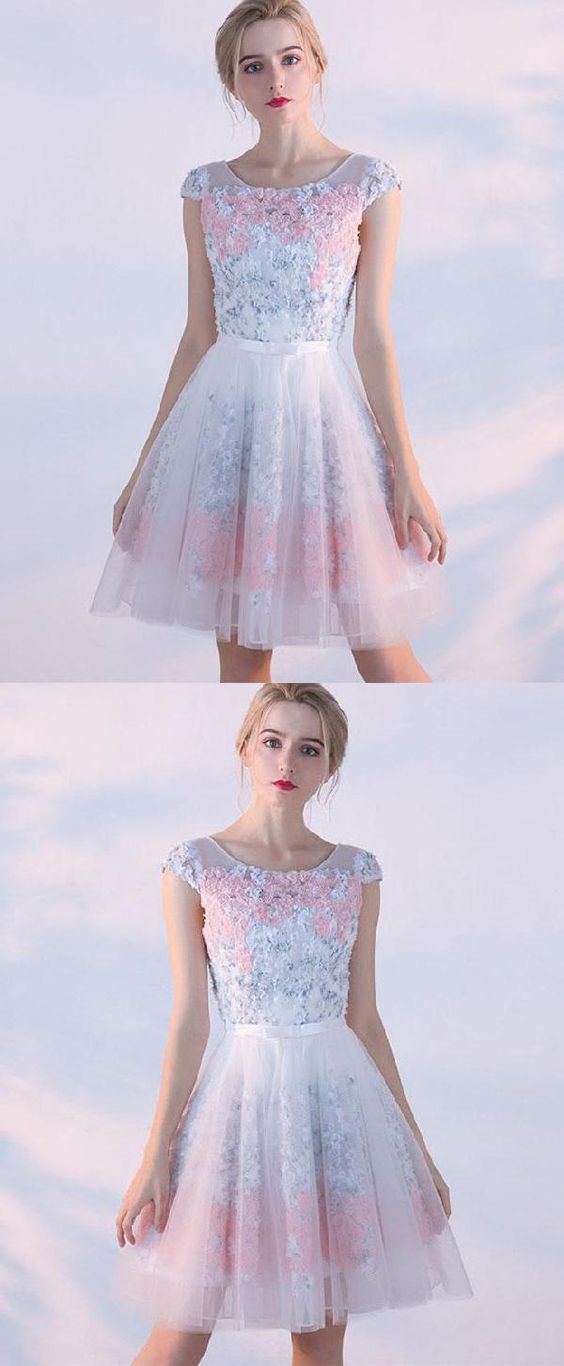 Morden A Line Ansley Homecoming Dresses Cute Cute 3D Flower Short CD1313