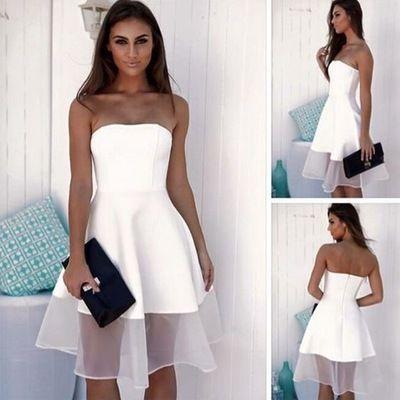 White Talia Homecoming Dresses Strapless Short CD13845