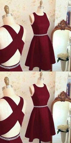 Homecoming Dresses A Line Lauren Cocktail Short Burgundy Cross Back Short Party Dress Dresses CD148