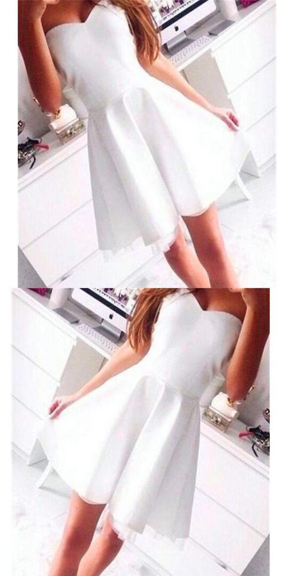 White Hot Selling White Emma Homecoming Dresses Sweetheart Simple Freshman CD149