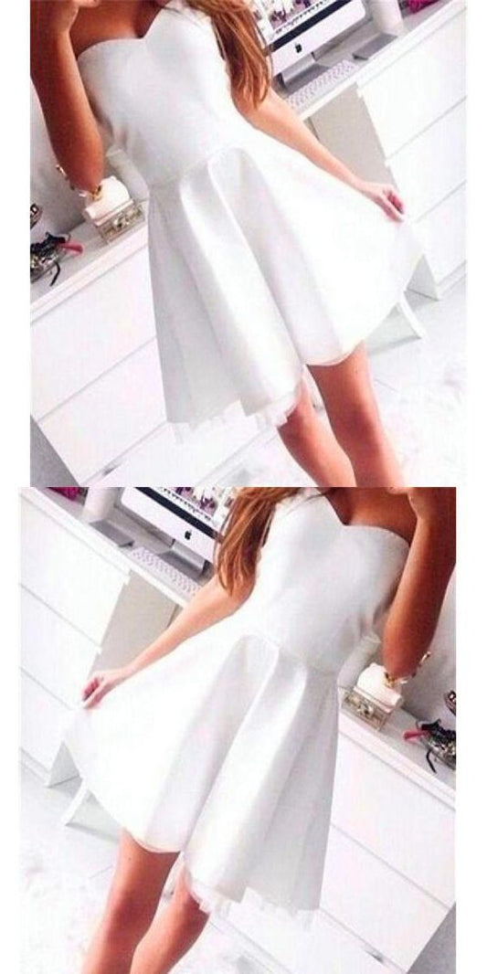 White Hot Selling White Emma Homecoming Dresses Sweetheart Simple Freshman CD149