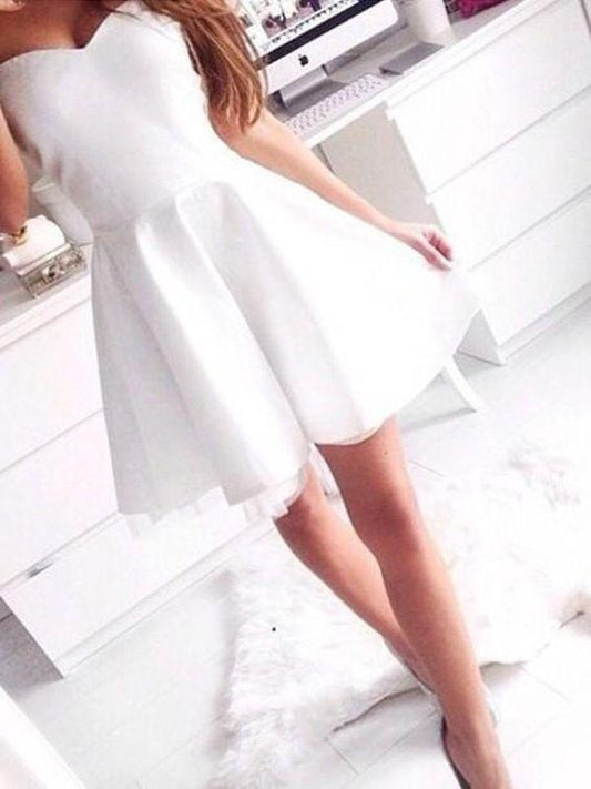 White Hot Selling White Emma Homecoming Dresses Sweetheart Simple Freshman CD149
