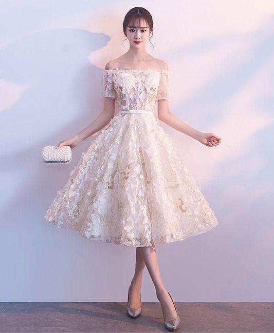 Cute Leila Homecoming Dresses Champagne Short Dress CD1600