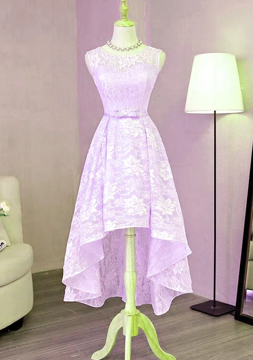Beautiful Lavender High Low Dress Piper Lace Homecoming Dresses 2024 Short Formal Dress CD17200