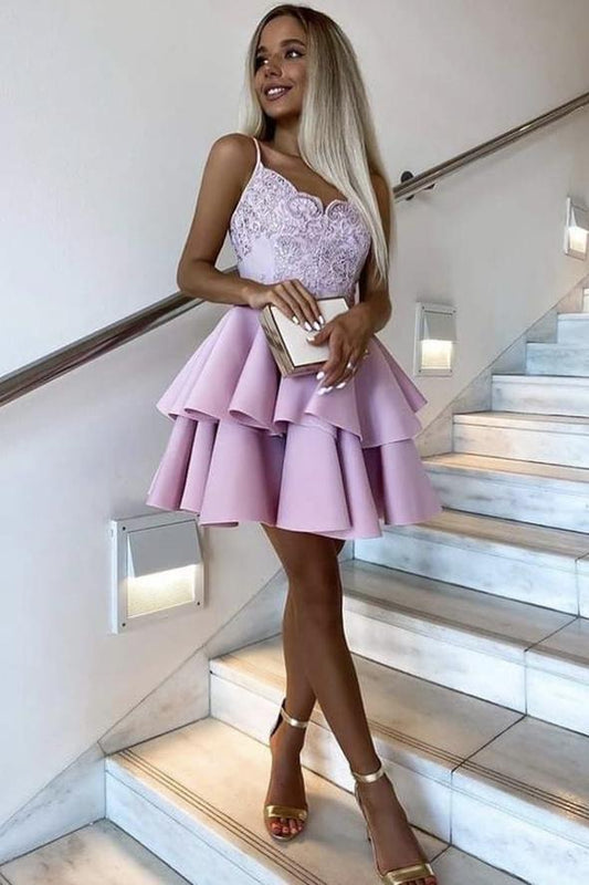 Lace Taryn Homecoming Dresses Pink Short CD17442