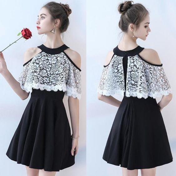 Lace Homecoming Dresses Georgia Chiffon A-Line Knee-Length CD176
