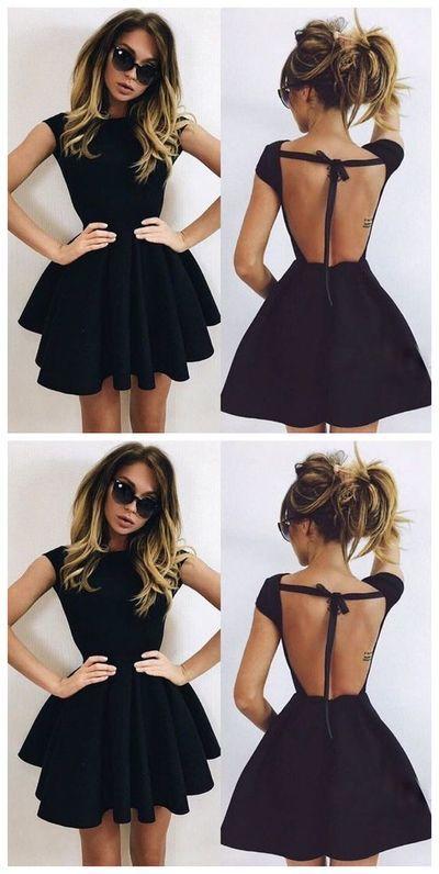 Backless Black Uerica Homecoming Dresses Short CD187