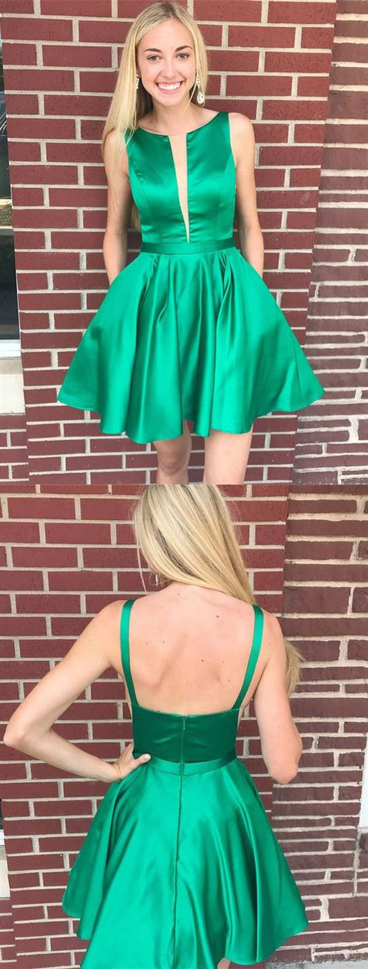 Cocktail A Line Lorna Homecoming Dresses Simple Sleeveless Backless Dresses CD1945