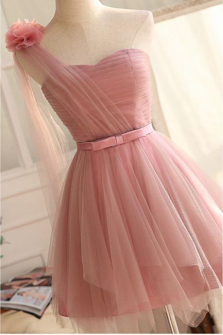 Cute Sweetheart Tulle Sleeveless A-Line Short Millie Pink Homecoming Dresses CD20249