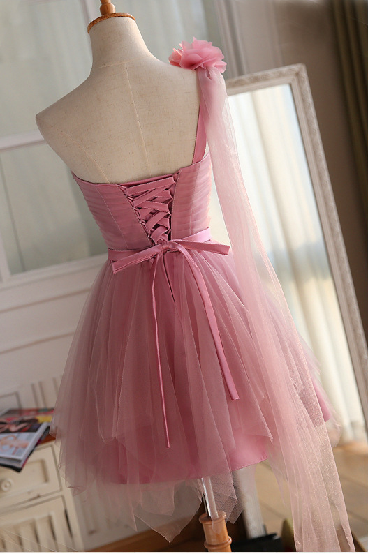 Cute Sweetheart Tulle Sleeveless A-Line Short Millie Pink Homecoming Dresses CD20249