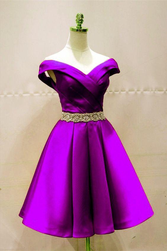 Micaela Satin Homecoming Dresses Short Purple CD21754