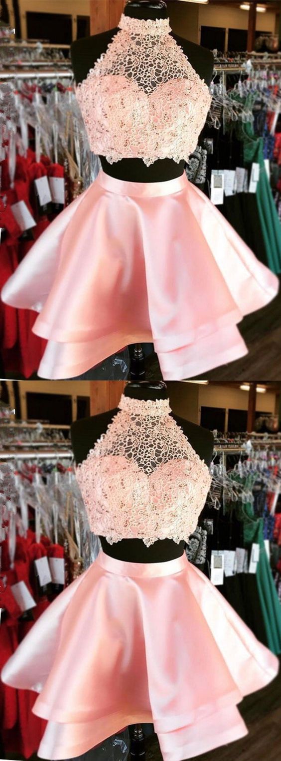 Two Piece 2 Kinsley Pink Homecoming Dresses Piece CD2207