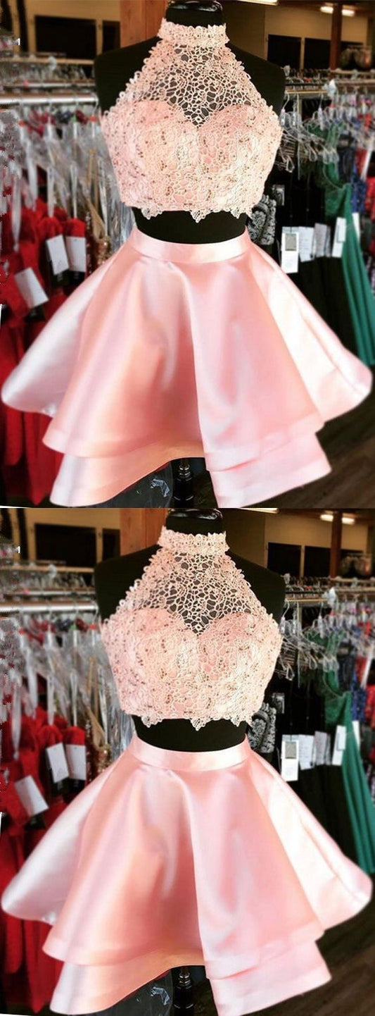 Two Piece 2 Kinsley Pink Homecoming Dresses Piece CD2207