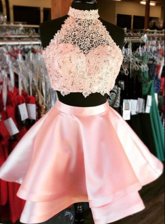 Two Piece 2 Kinsley Pink Homecoming Dresses Piece CD2207
