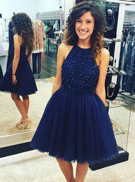 Pleated Homecoming Dresses Quintina Skirt Heyhole Back CD22495