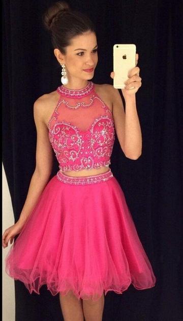 Two Piece Riley Homecoming Dresses Sparkly Short CD22880