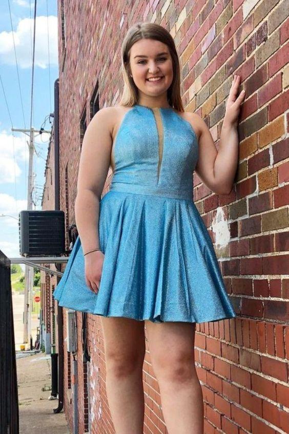 A-Line Homecoming Dresses Corinne Short Blue CD23674