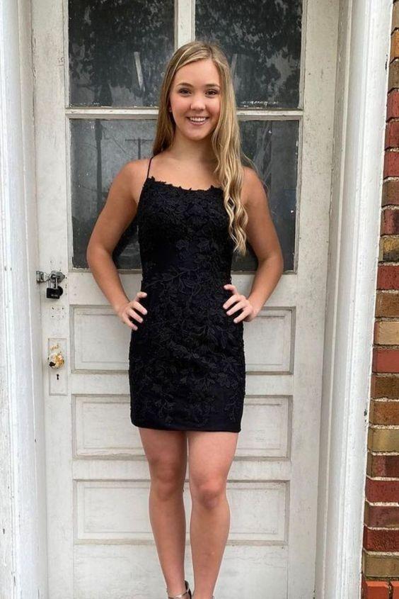 Jenny Homecoming Dresses Lace Black CD24026