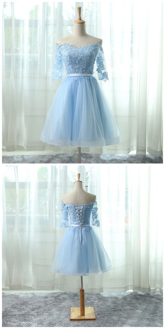 Elegant A-Line Light Blue Homecoming Dresses Alia CD2412