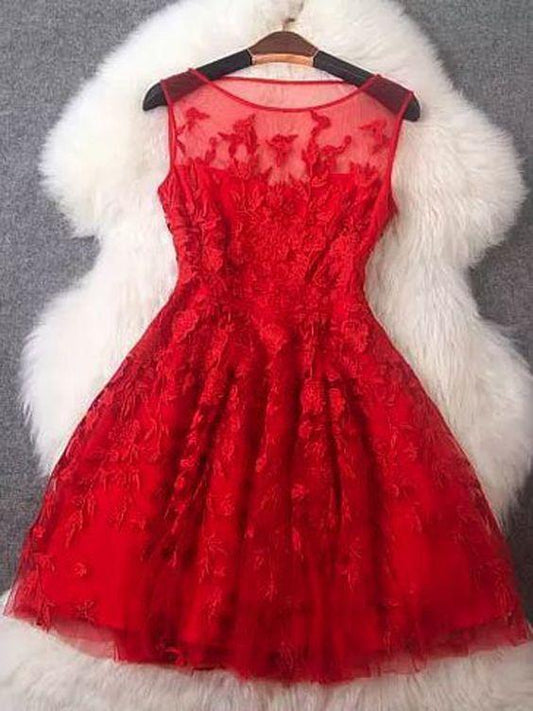 Short Red Noelle Lace Homecoming Dresses Beads CD2413