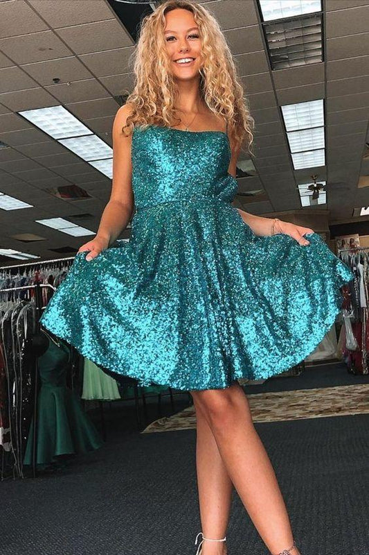 Blue Sequins Evelin Homecoming Dresses CD24488